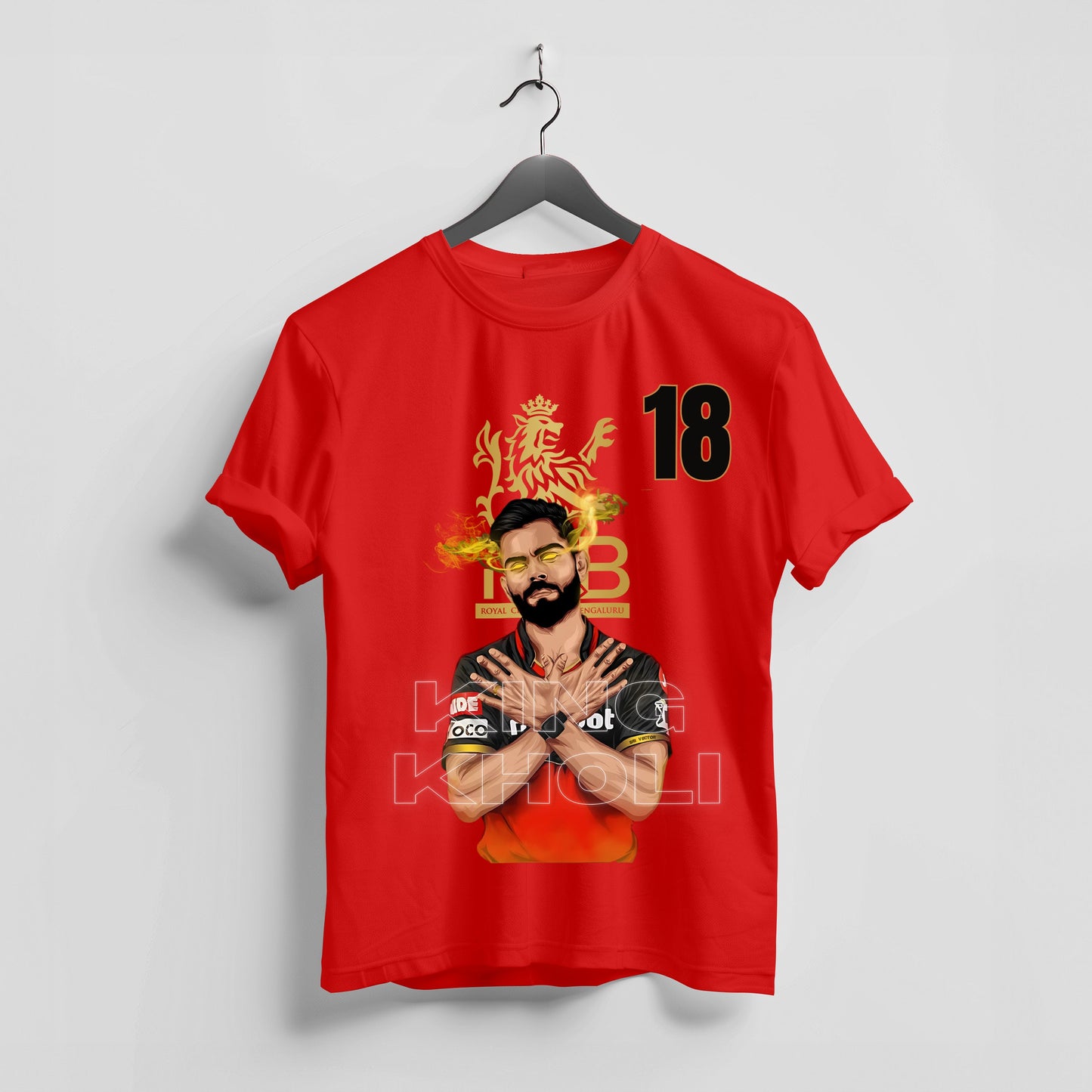 RCB King Mode Red Round Neck T-Shirt